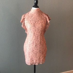 Pretty Little Things nude blush lace mini dress